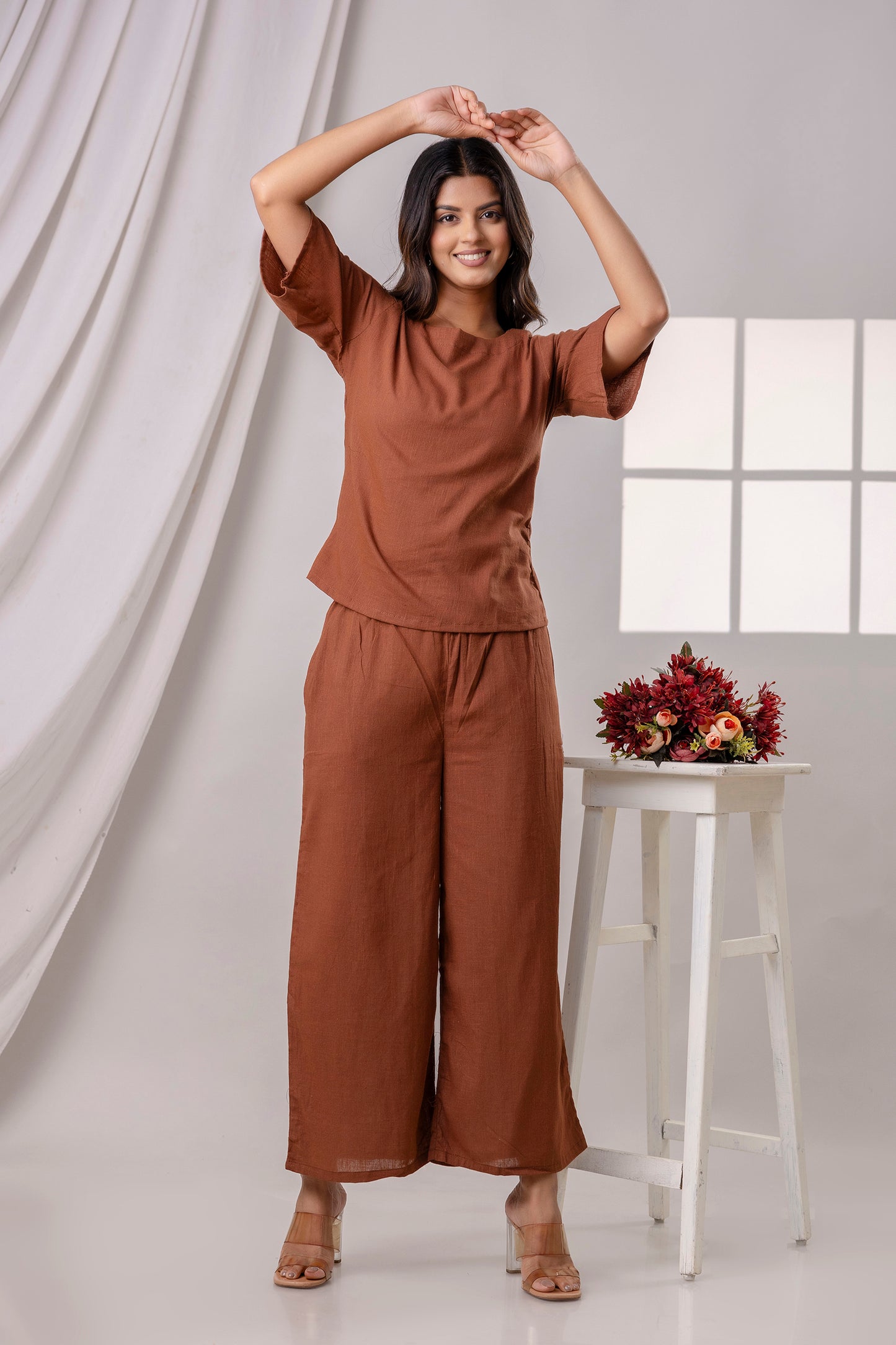 PoshArt Solid Brown Co-ord set