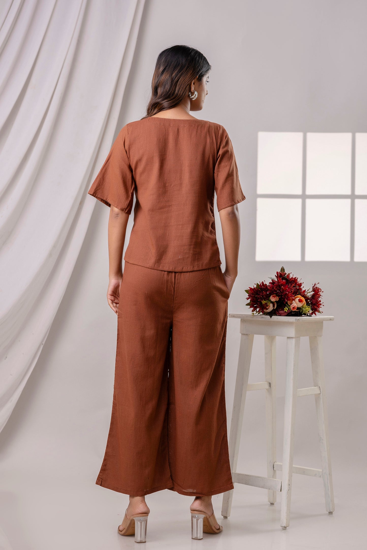 PoshArt Solid Brown Co-ord set