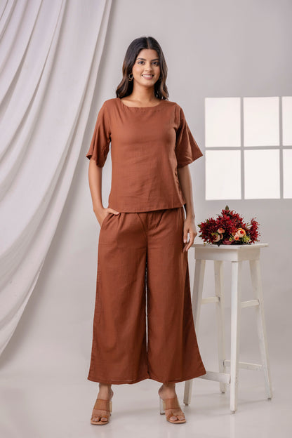 PoshArt Solid Brown Co-ord set