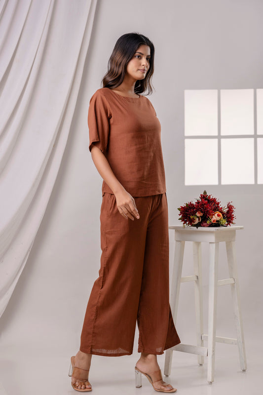 PoshArt Solid Brown Co-ord set