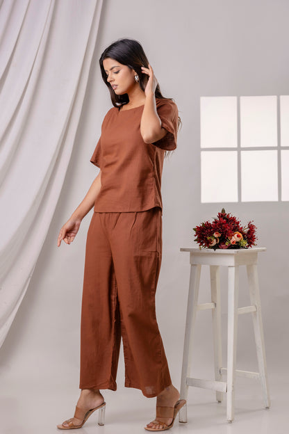 PoshArt Solid Brown Co-ord set