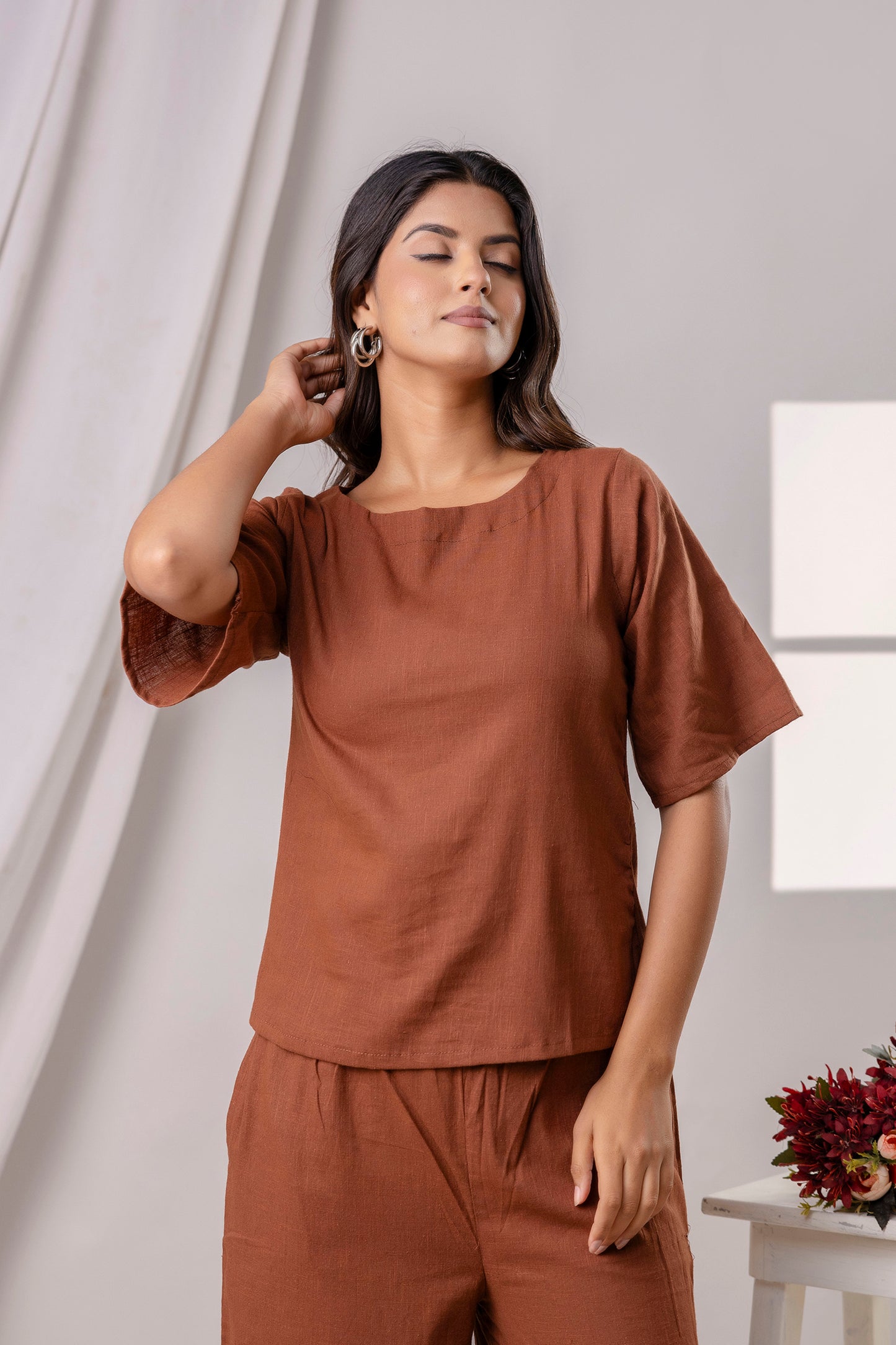 PoshArt Solid Brown Co-ord set