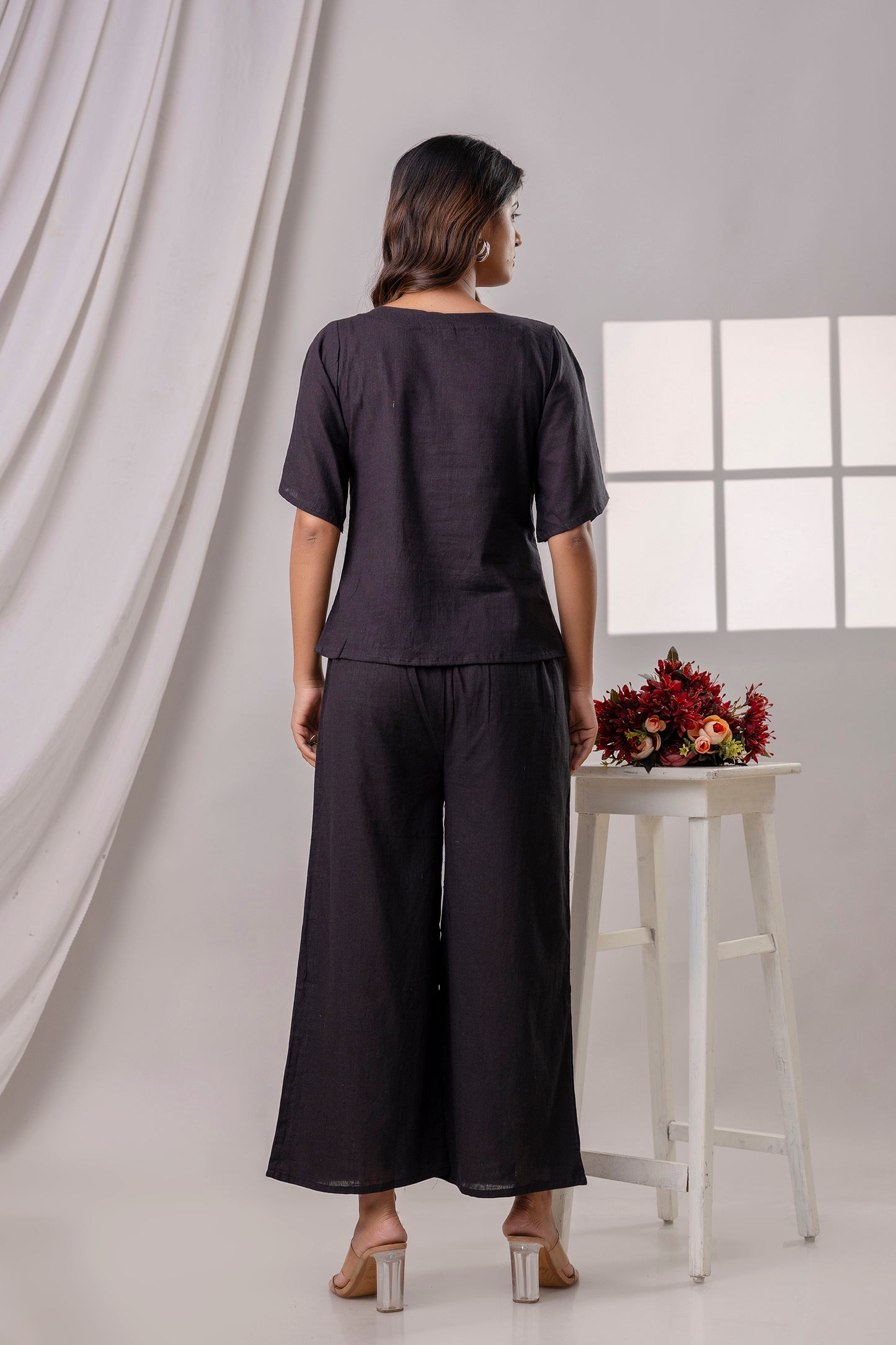 PoshArt Solid Black Co-ord set