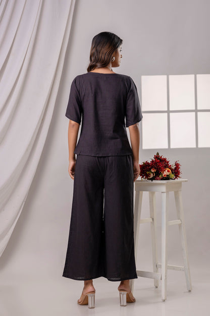 PoshArt Solid Black Co-ord set