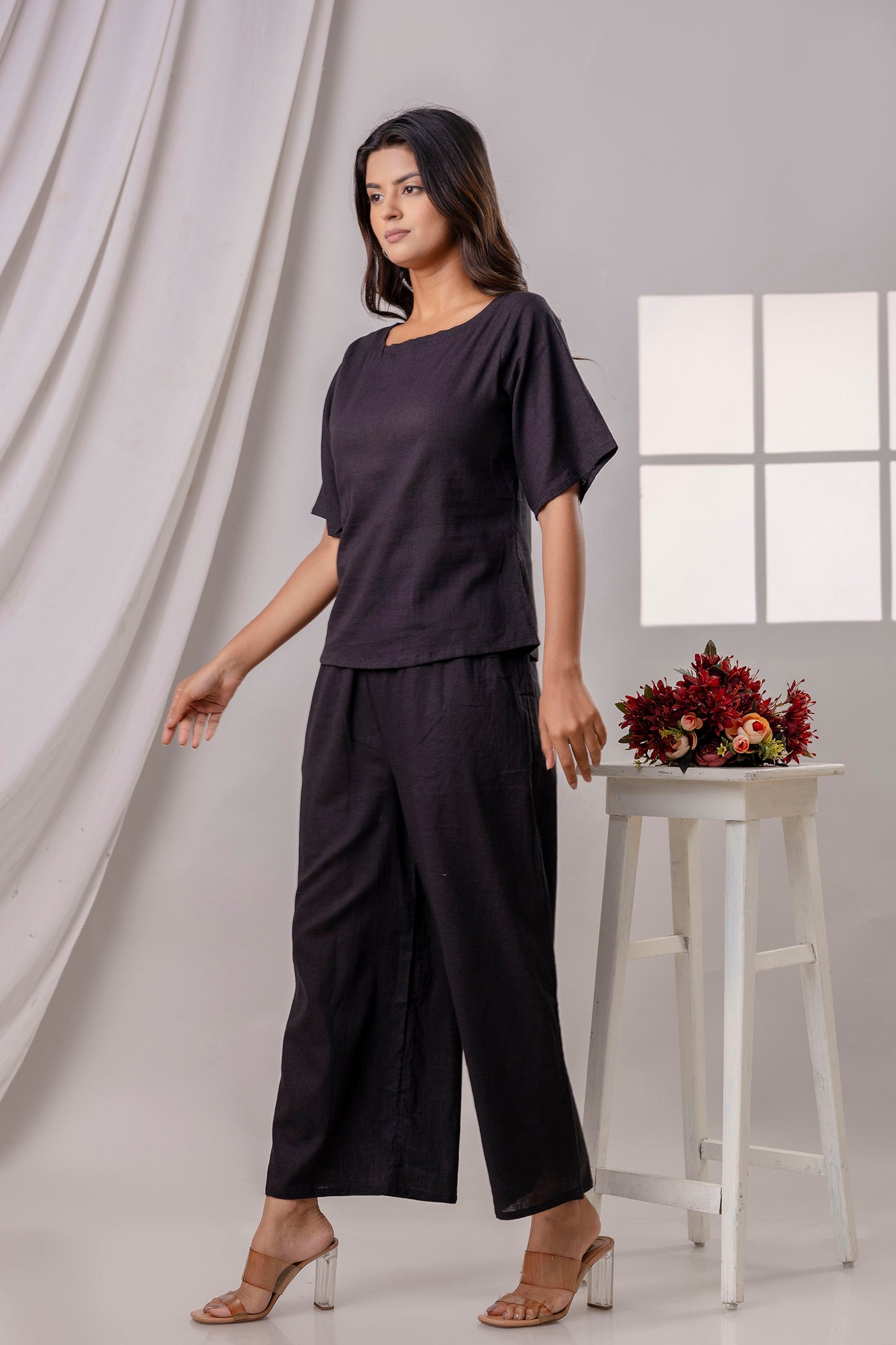 PoshArt Solid Black Co-ord set