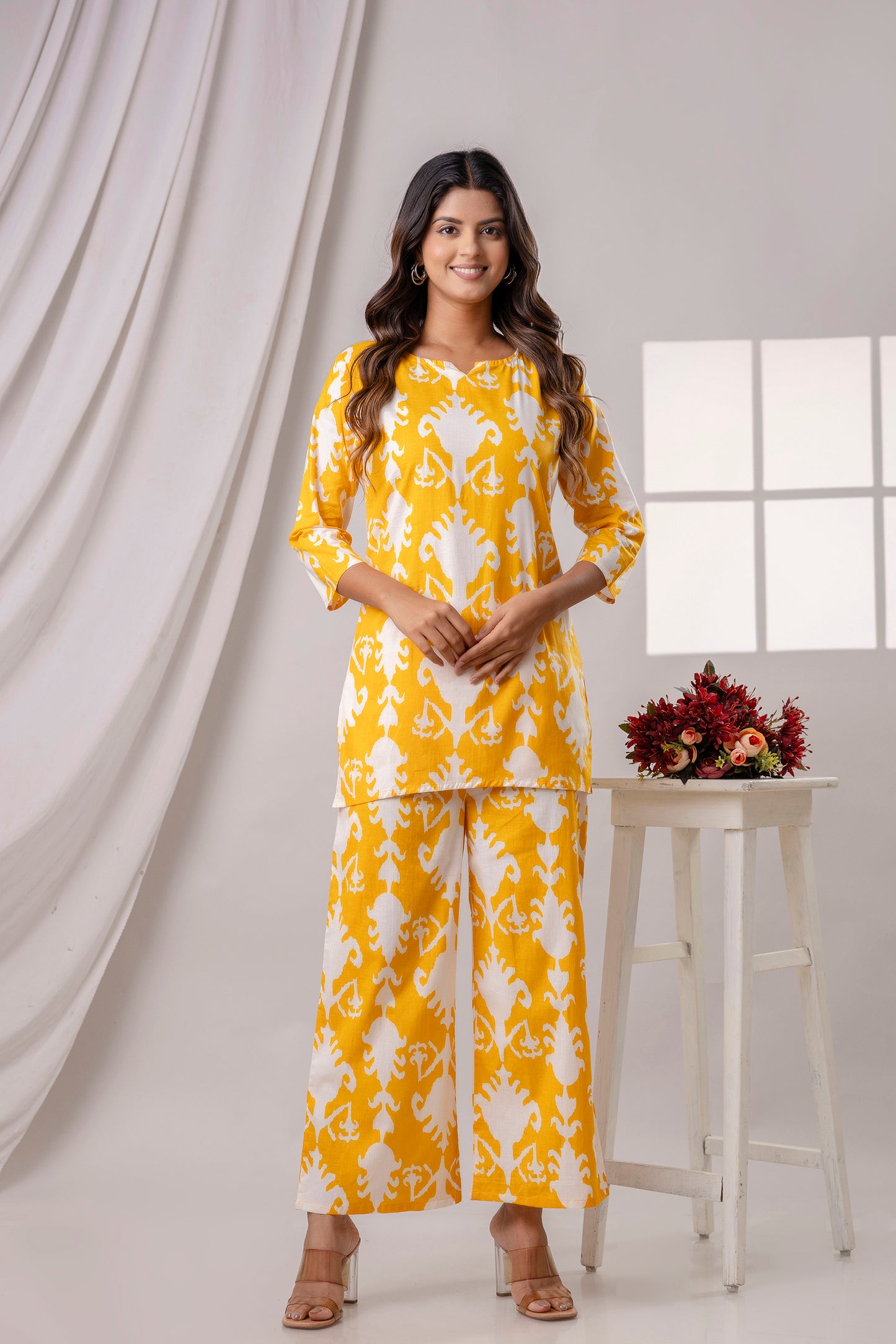 PoshArt Yellow Printed Co-ord Set