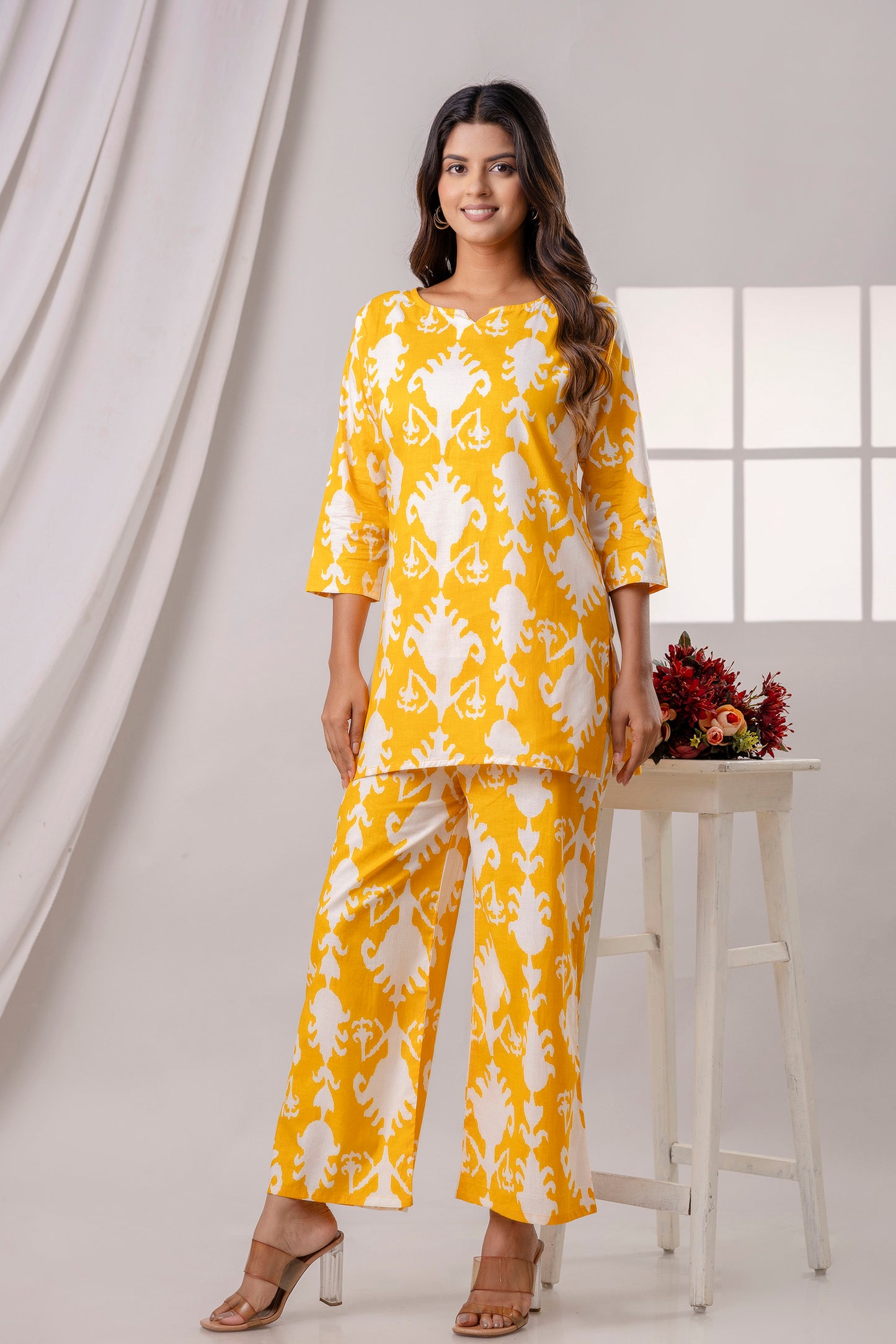 PoshArt Yellow Printed Co-ord Set