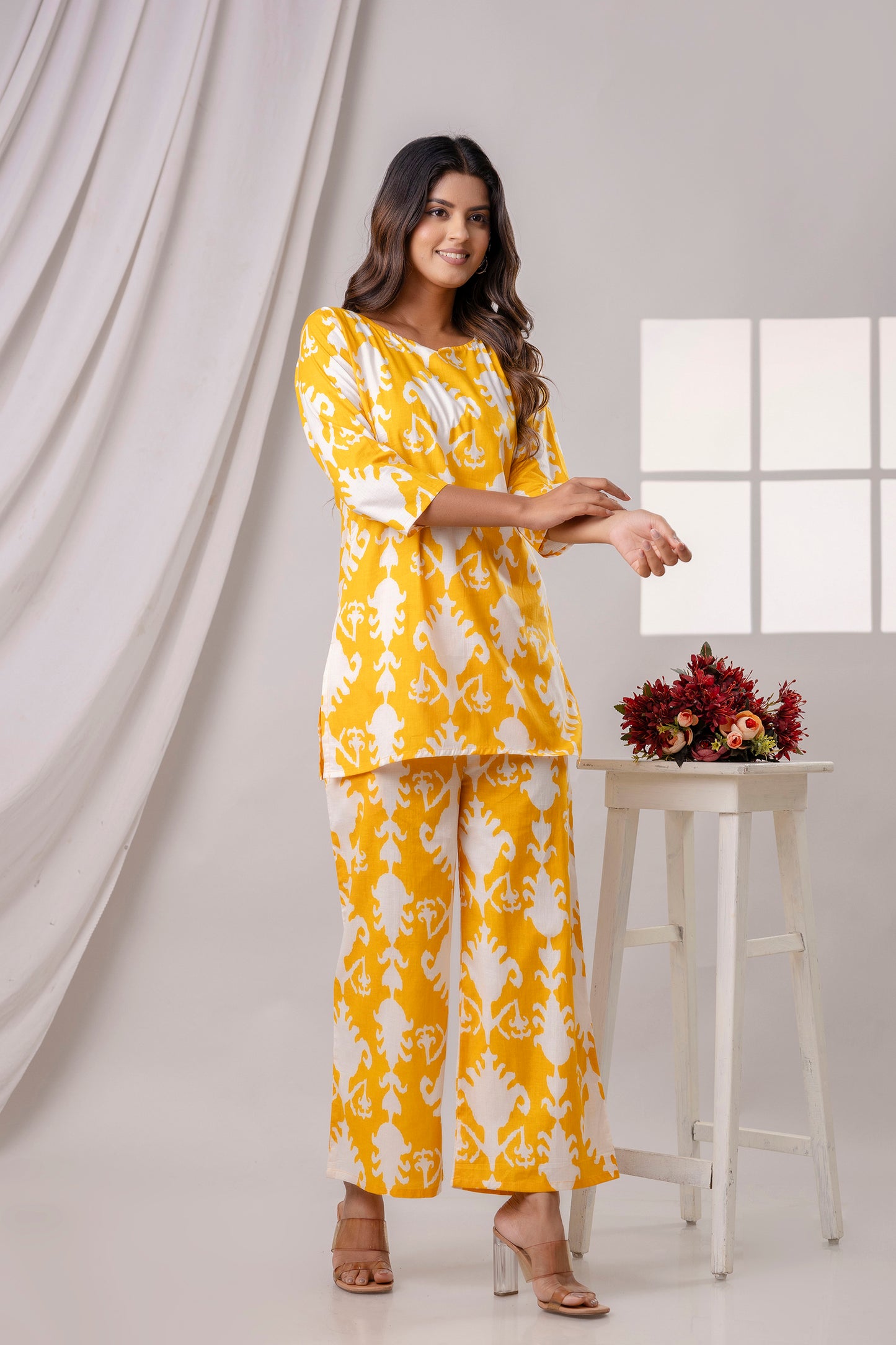 PoshArt Yellow Printed Co-ord Set