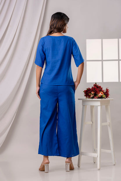 PoshArt Solid Blue Co-ord set