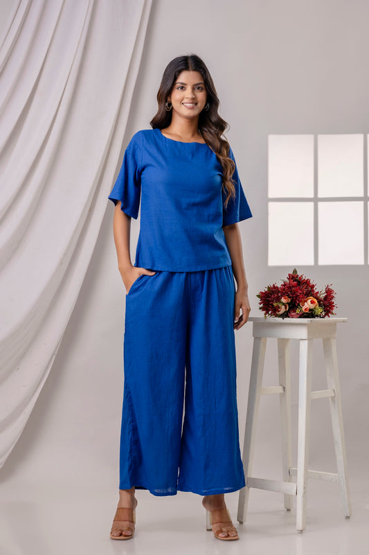 PoshArt Solid Blue Co-ord set