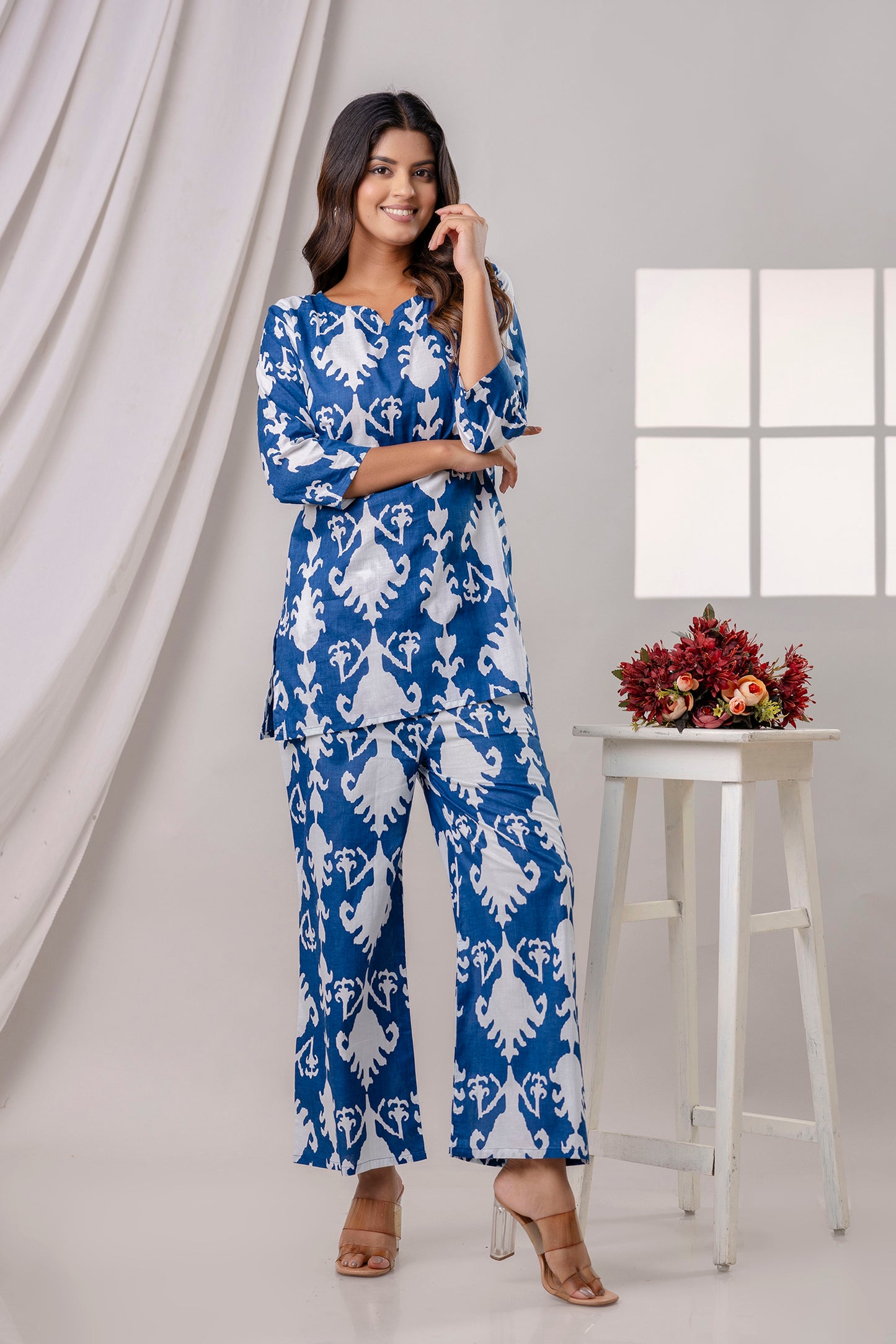 PoshArt Blue Printed Co-ord Set