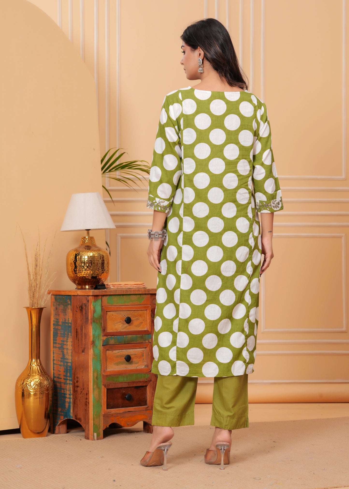 Poshart pickle Green Kurta Pant Set