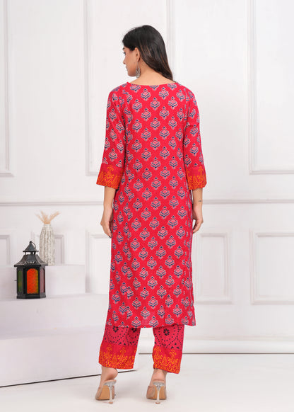 Poshart Ruby Red Kurta duptta set