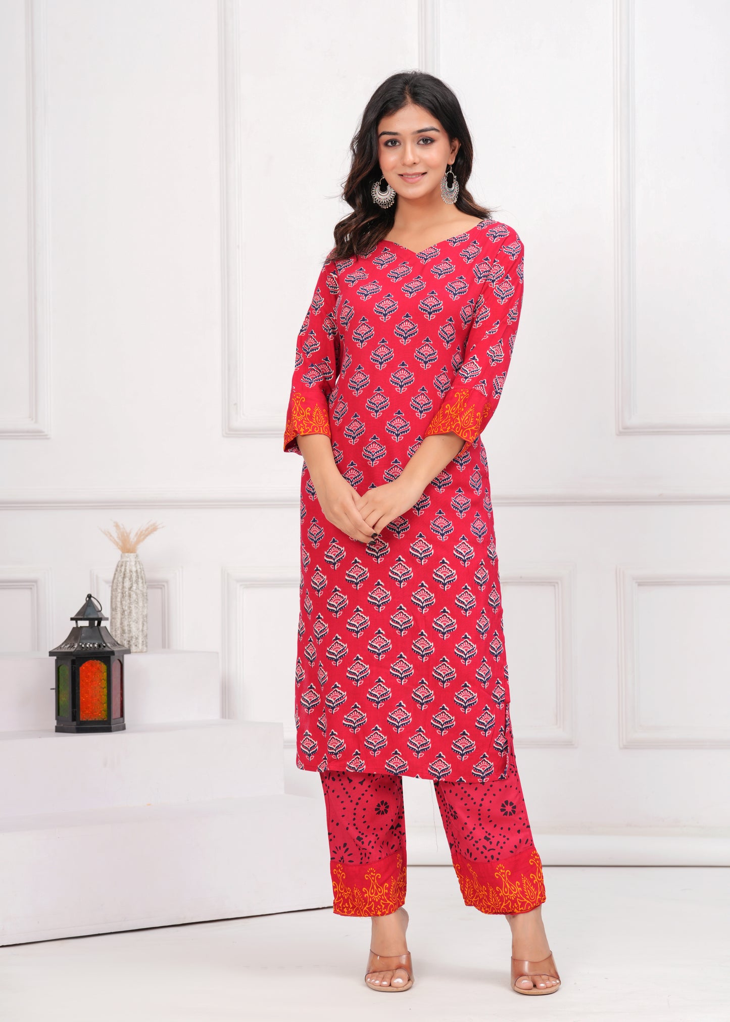 Poshart Ruby Red Kurta duptta set