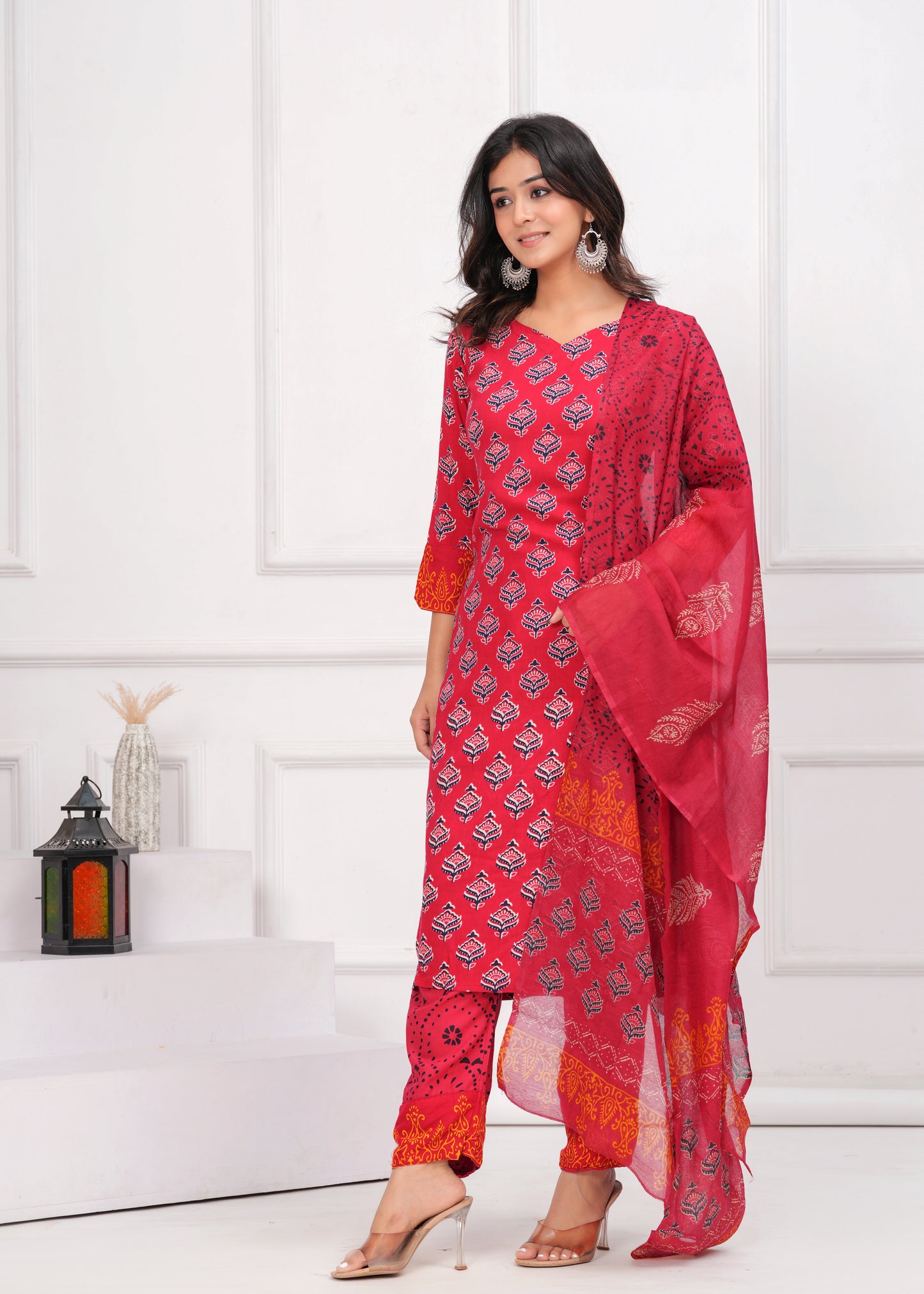 Poshart Ruby Red Kurta duptta set