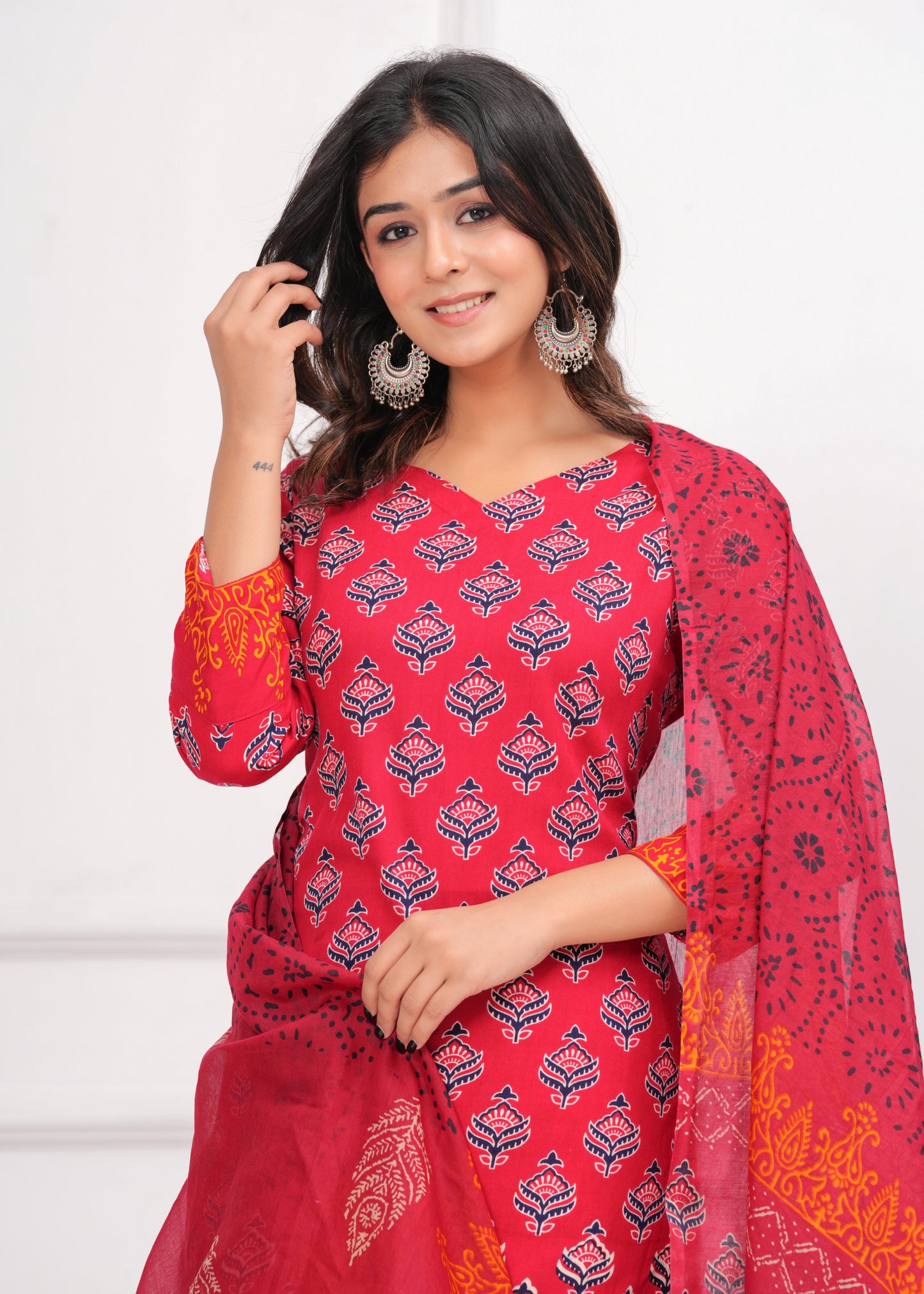 Poshart Ruby Red Kurta duptta set