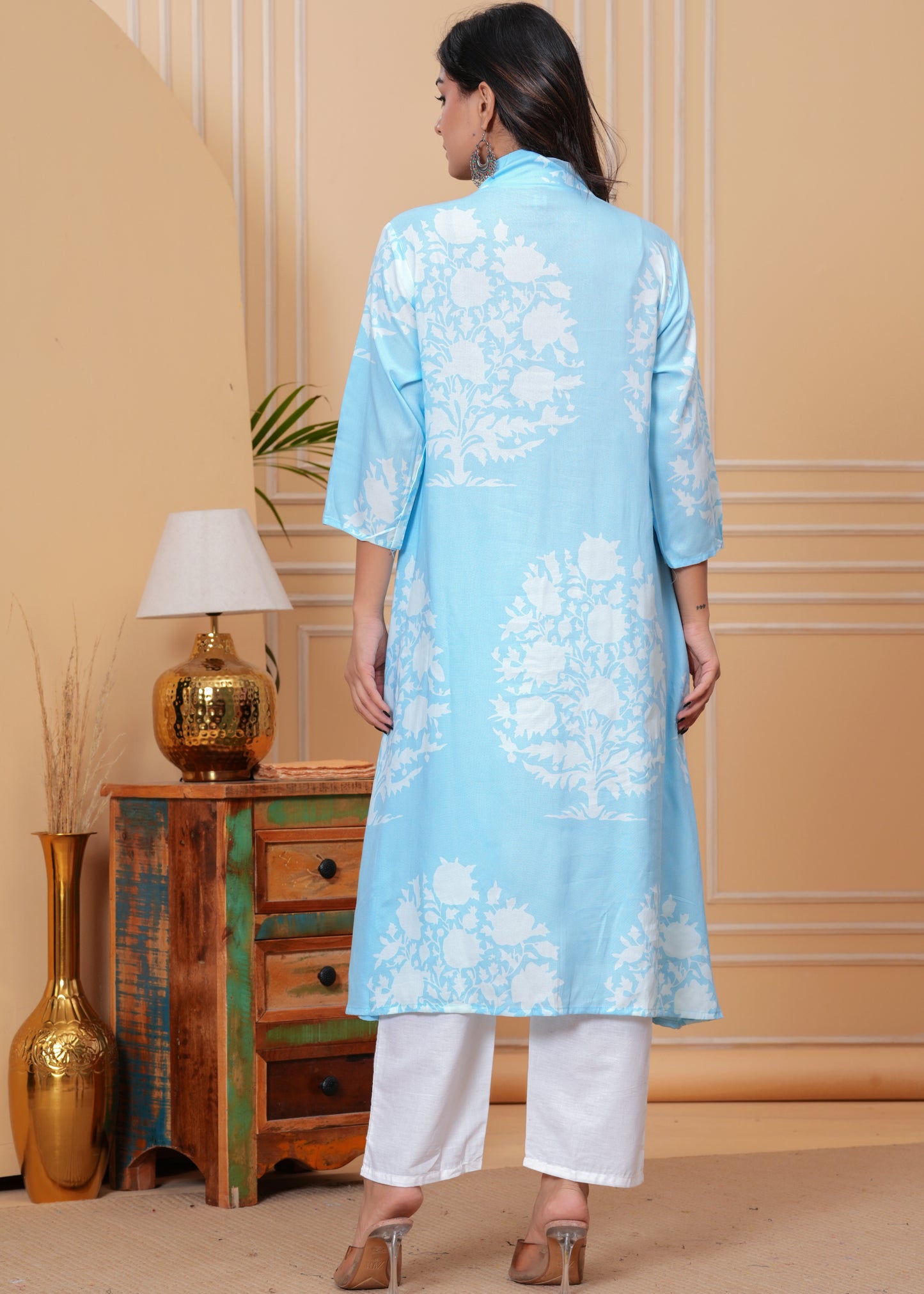 PoshArt Light Sky Blue Kurta Set