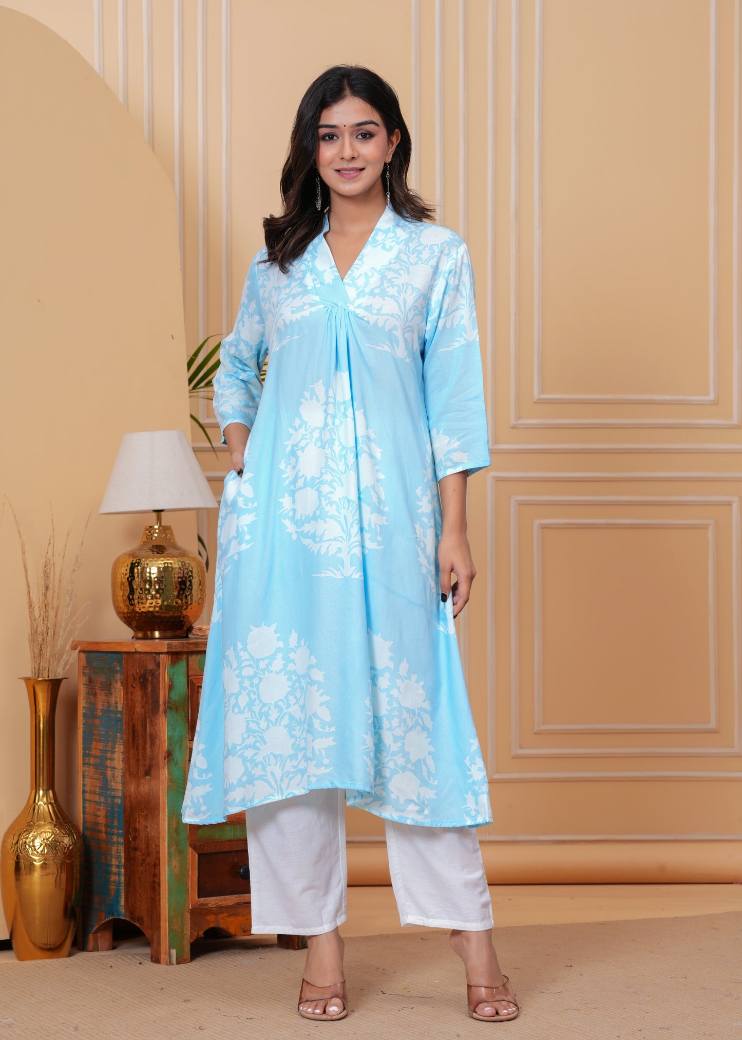 PoshArt Light Sky Blue Kurta Set