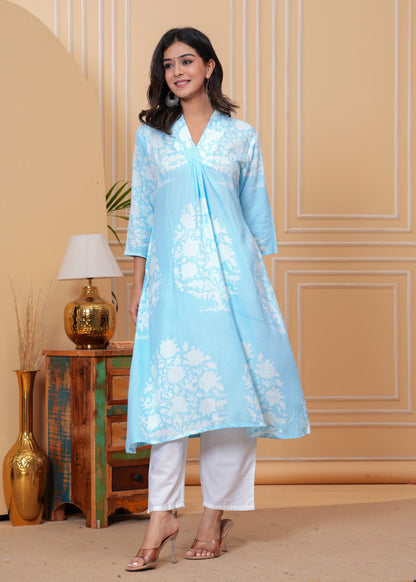 PoshArt Light Sky Blue Kurta Set