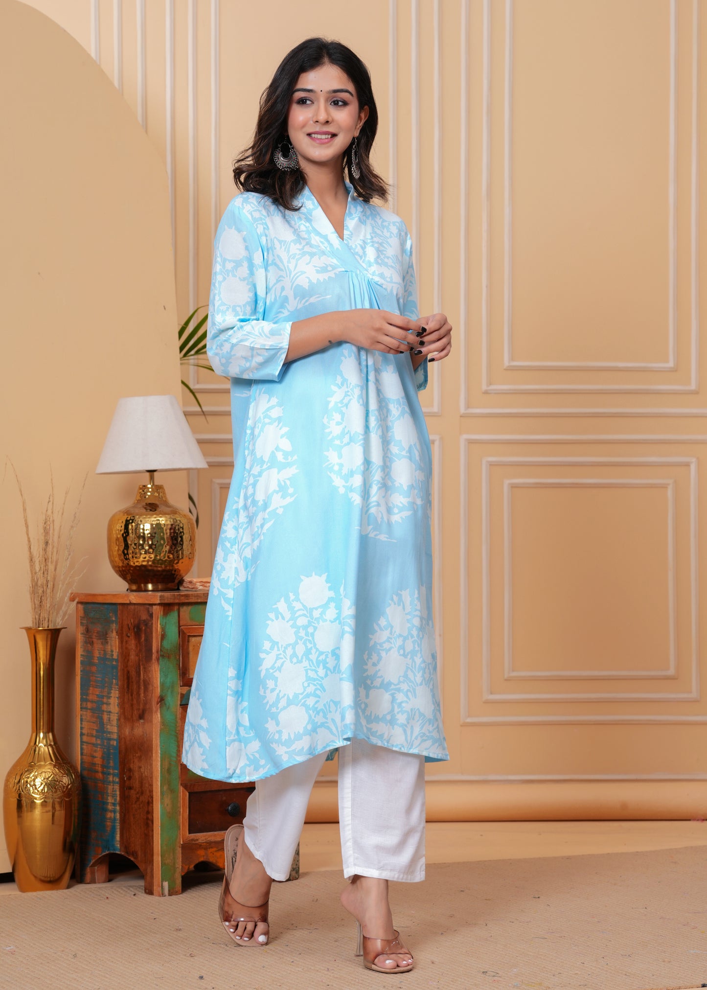 PoshArt Light Sky Blue Kurta Set