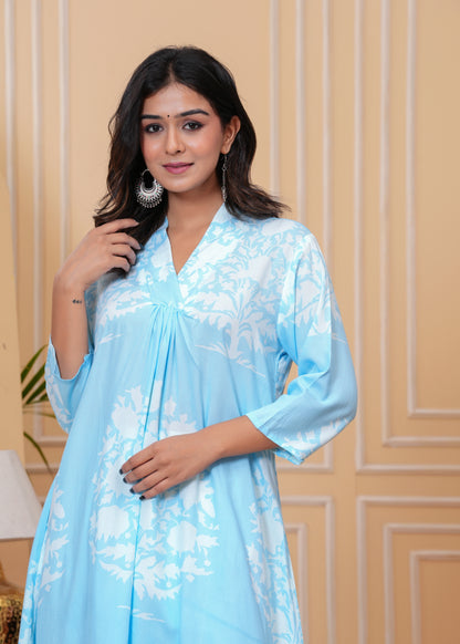 PoshArt Light Sky Blue Kurta Set