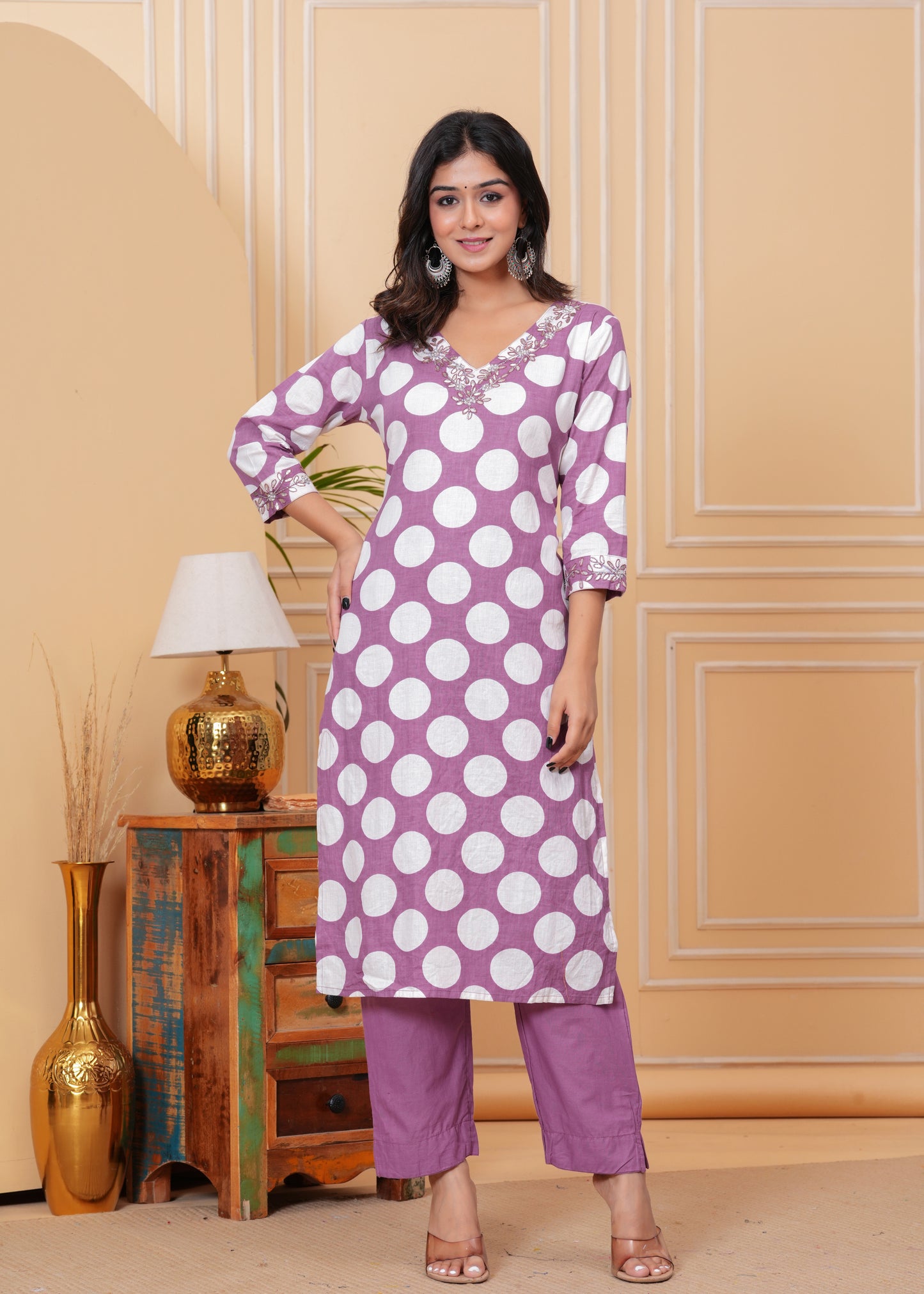 Poshart Matte Purple Kurta Pant Set