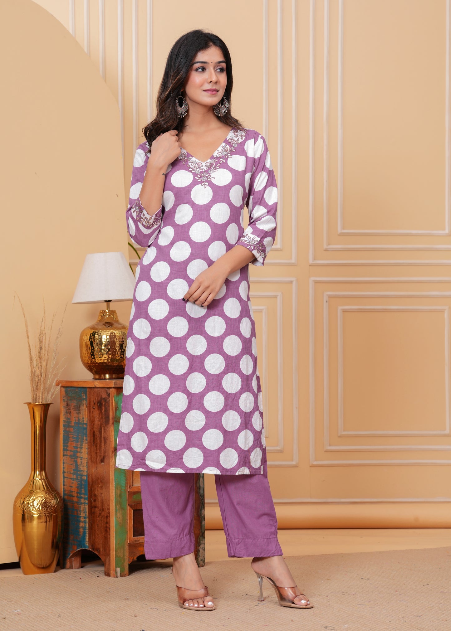 Poshart Matte Purple Kurta Pant Set