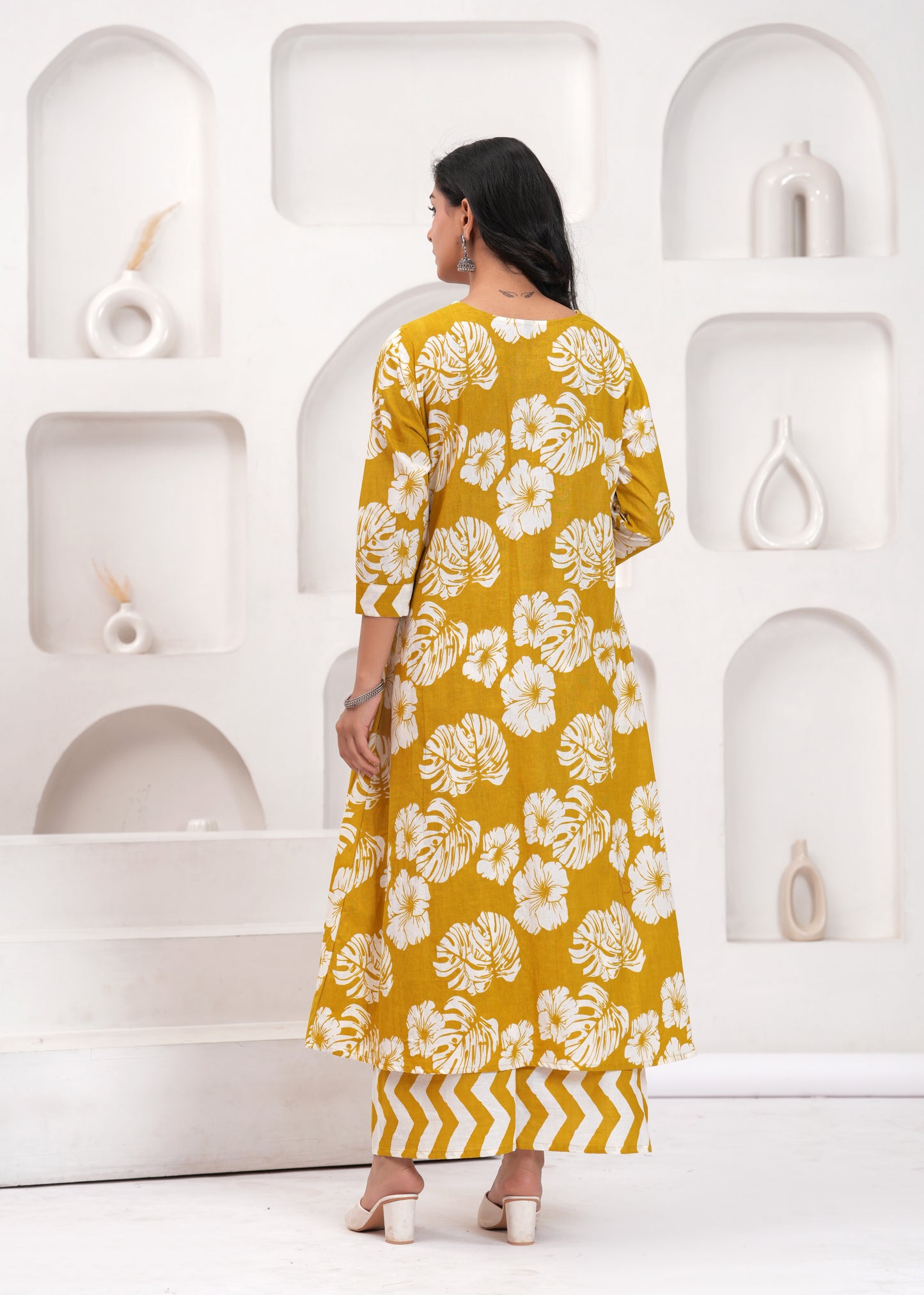 PoshArt Printed Cotton Kurta Pant Duptta Set.