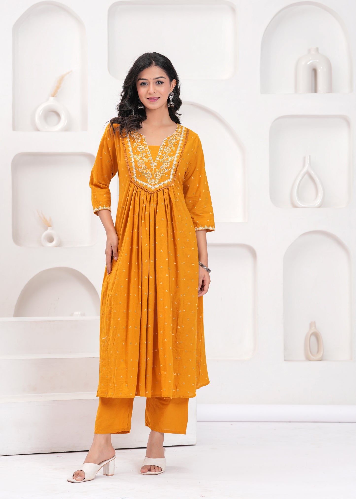 PoshArt Hand Work Kurta Pant Duptta Set.