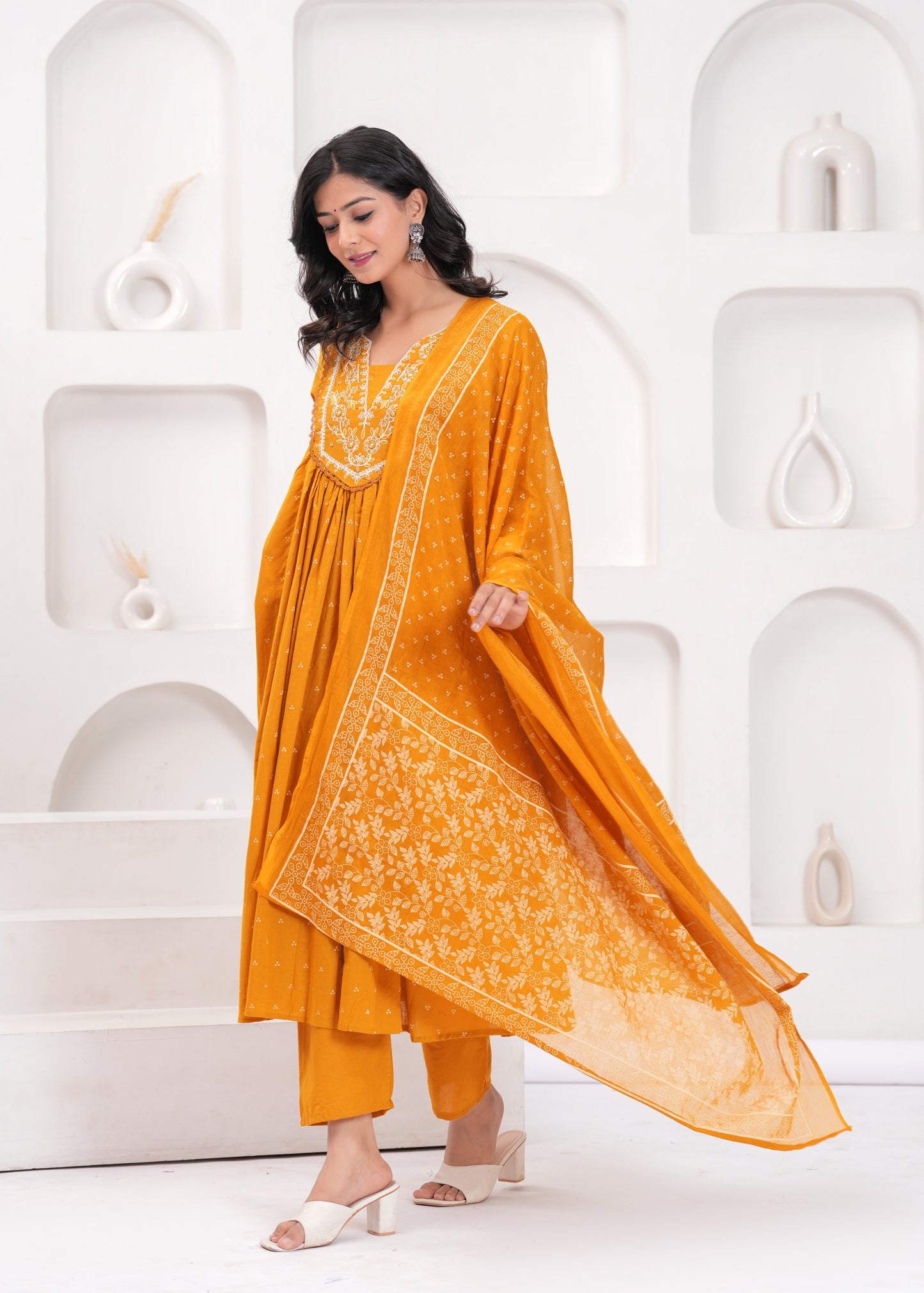 PoshArt Hand Work Kurta Pant Duptta Set.
