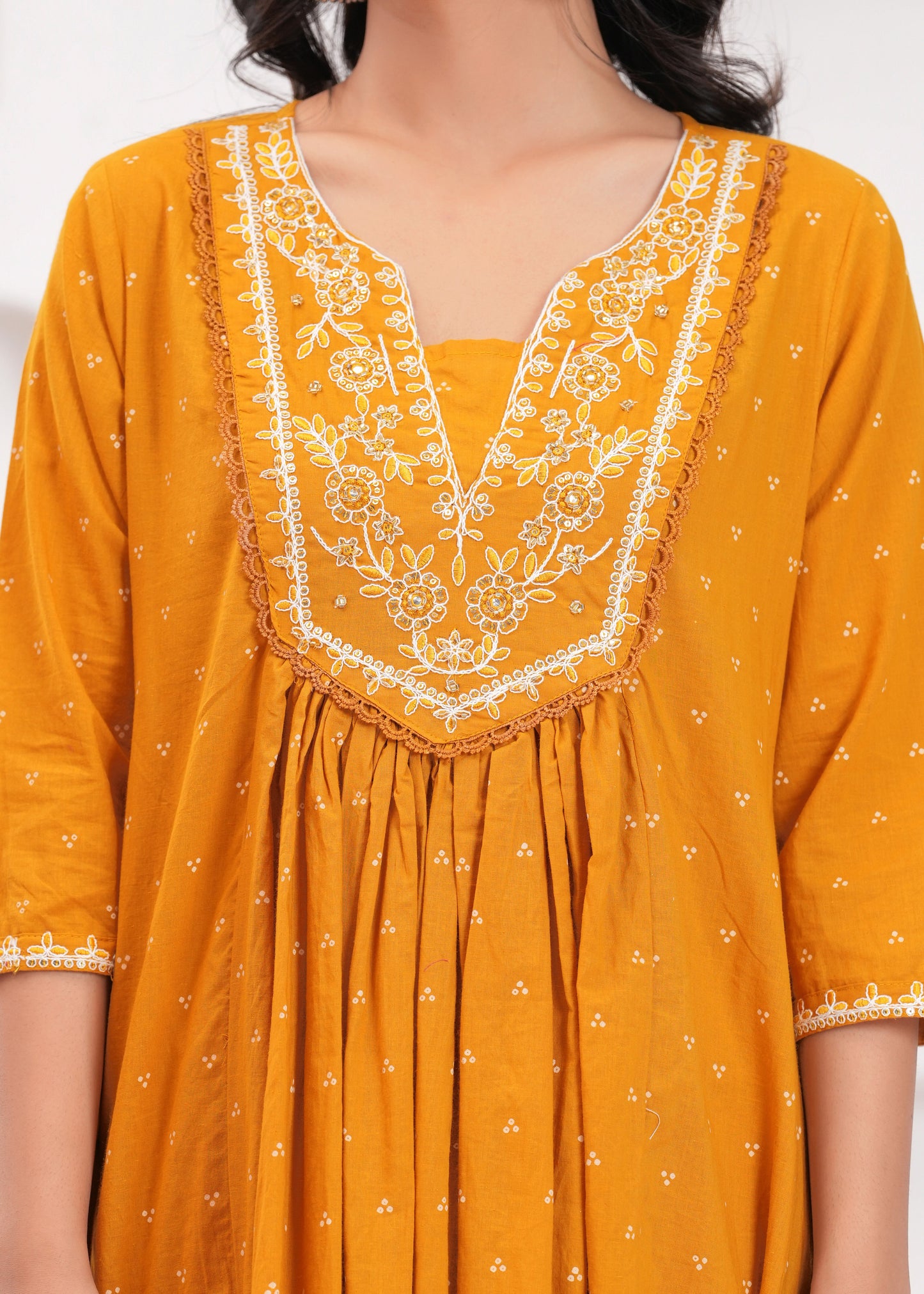 PoshArt Hand Work Kurta Pant Duptta Set.