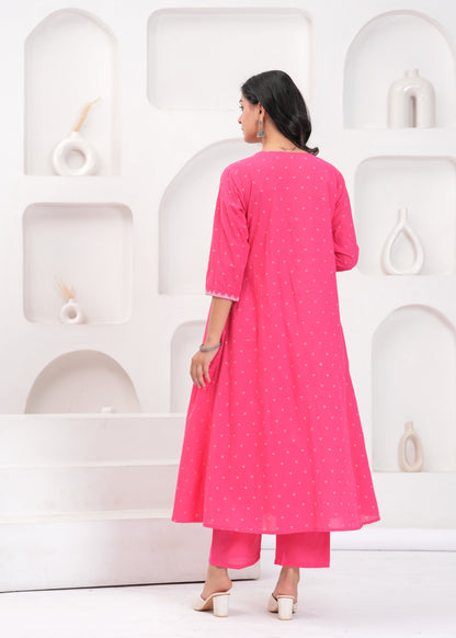 PoshArt Hand Work Kurta Pant Duptta Set.