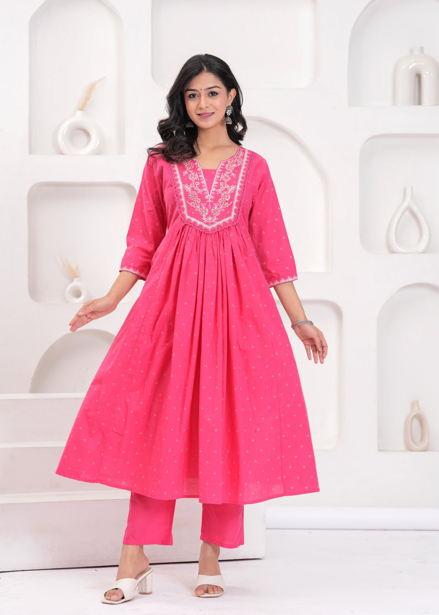 PoshArt Hand Work Kurta Pant Duptta Set.
