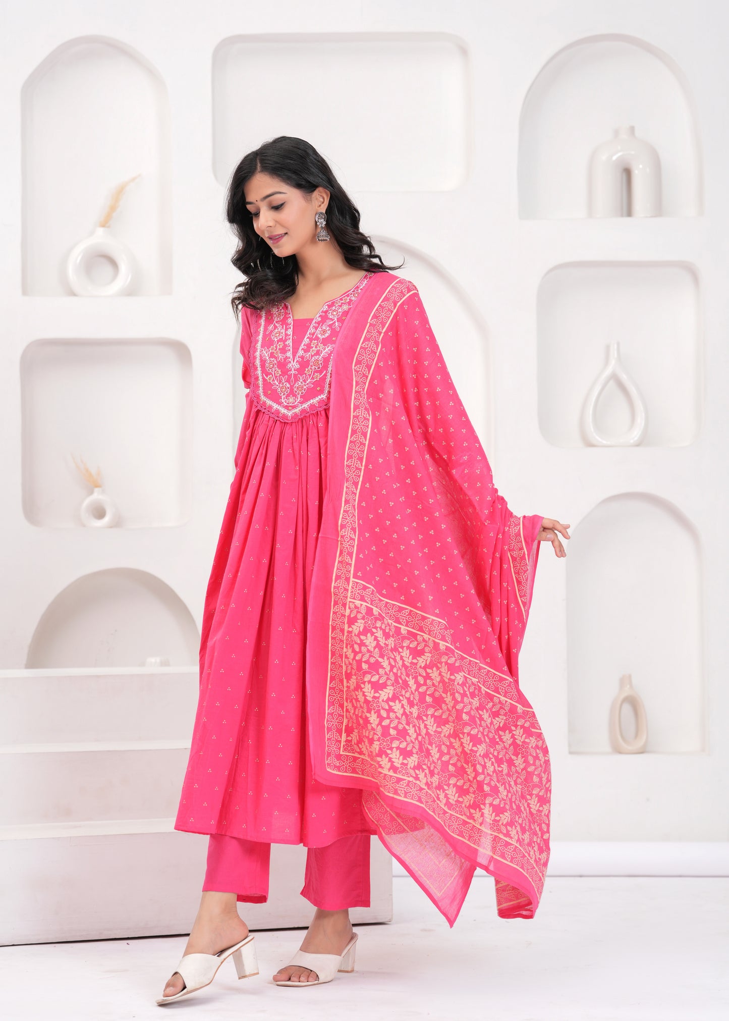 PoshArt Hand Work Kurta Pant Duptta Set.