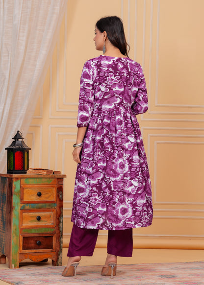 PoshArt Purple Kurta And Pant Set