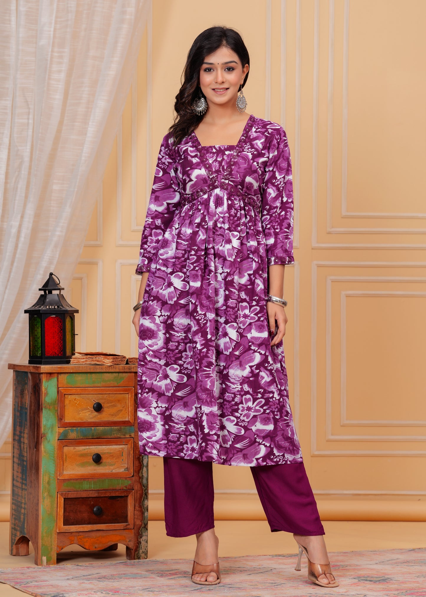 PoshArt Purple Kurta And Pant Set