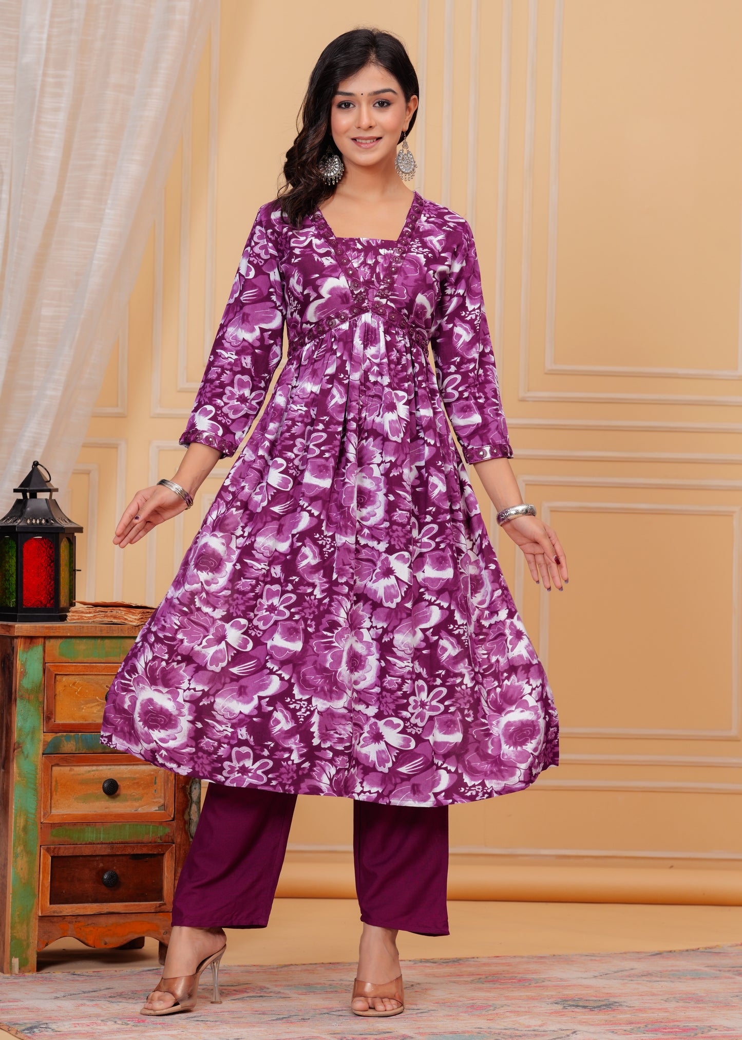 PoshArt Purple Kurta And Pant Set