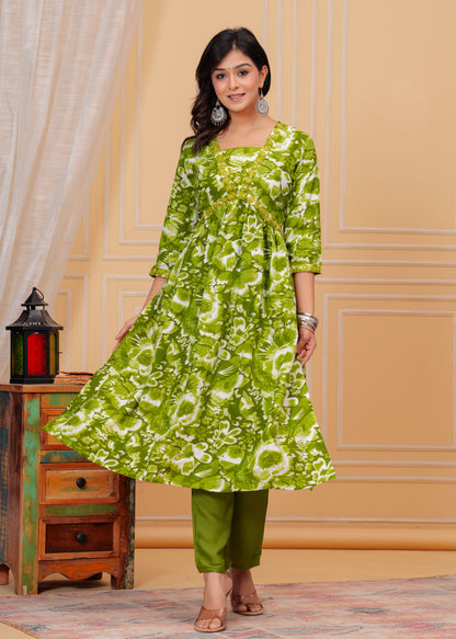 PoshArt Green Kurta And Pant Set