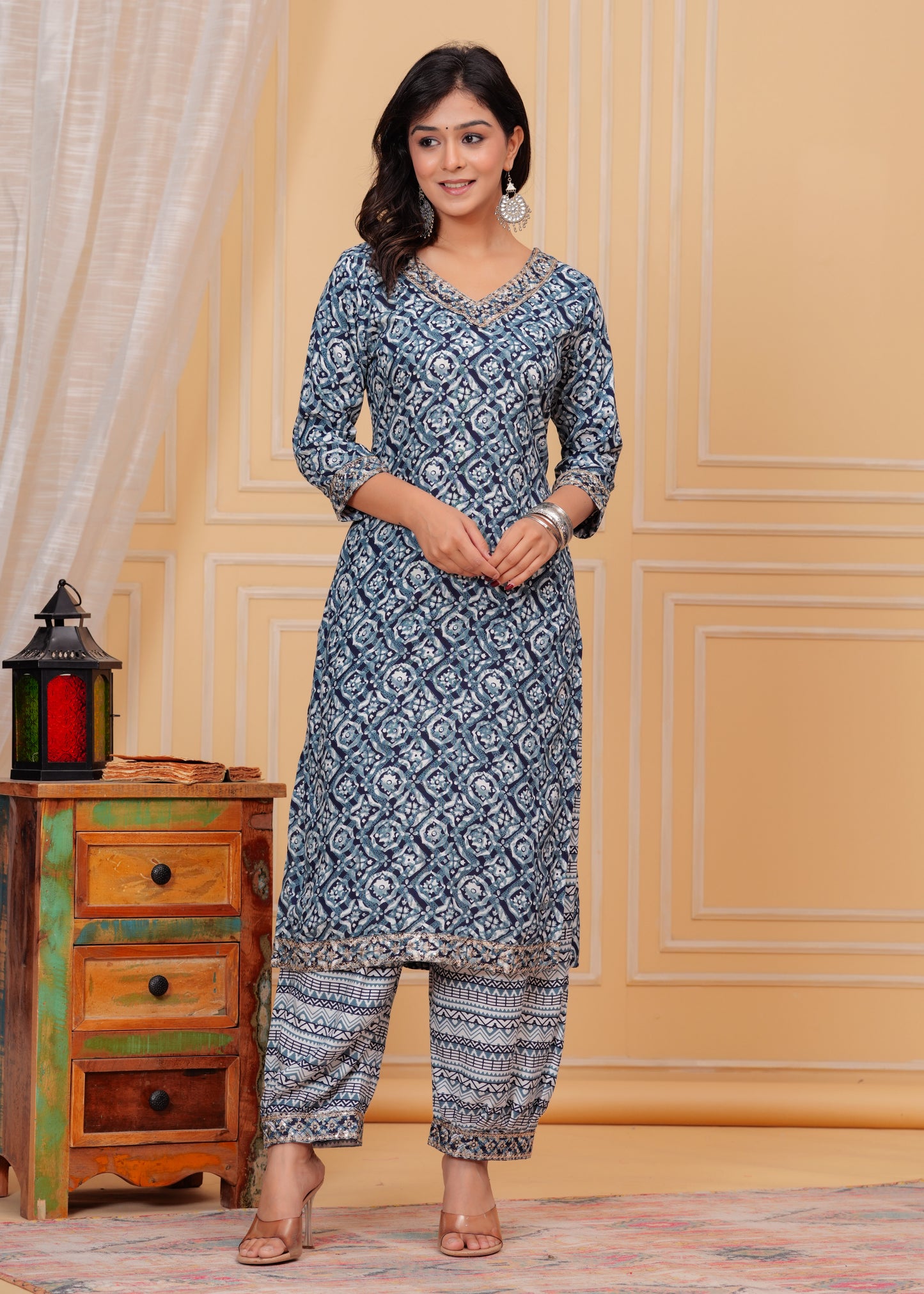 PoshArt Grey Embroidery Kurta Set