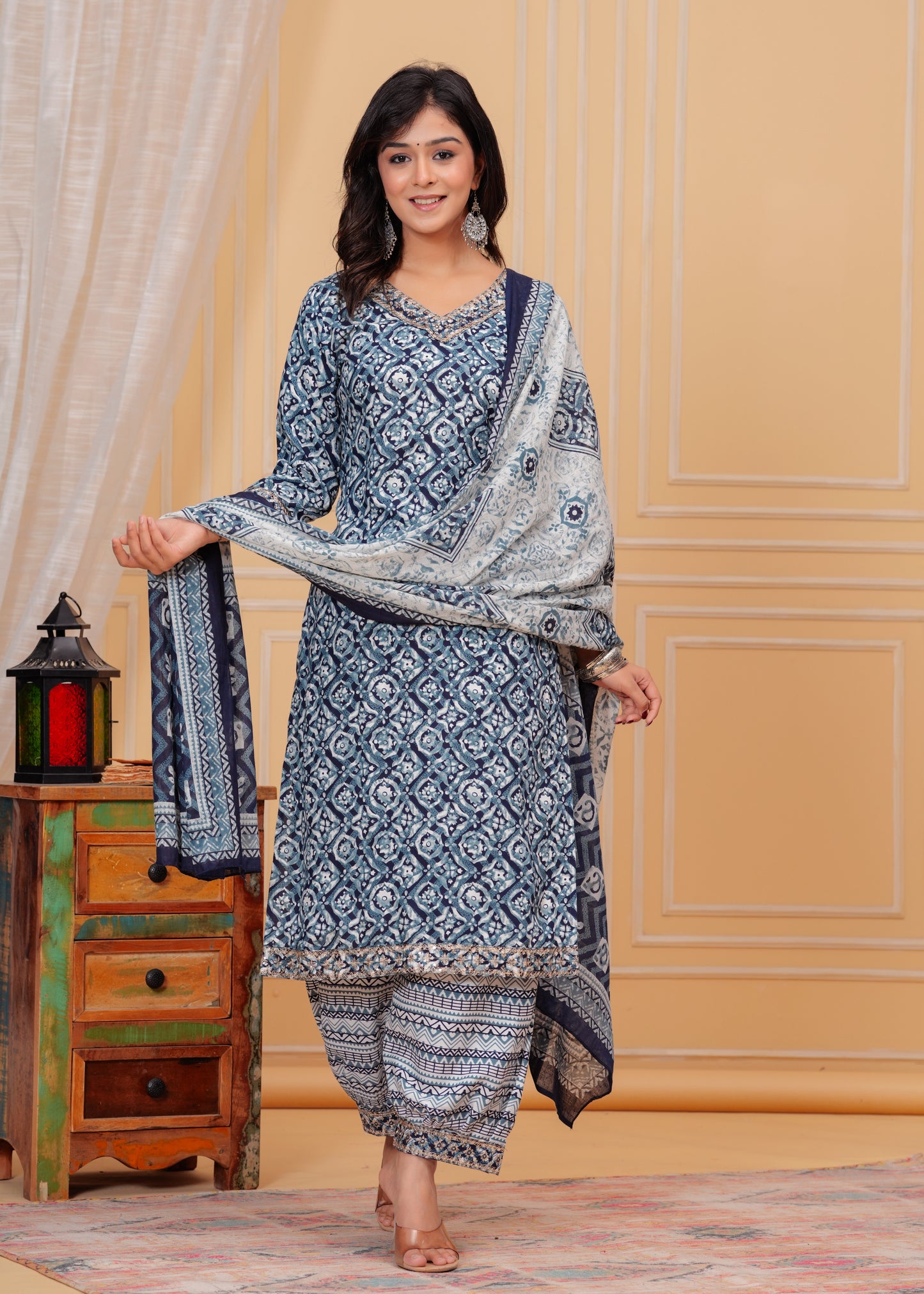 PoshArt Grey Embroidery Kurta Set