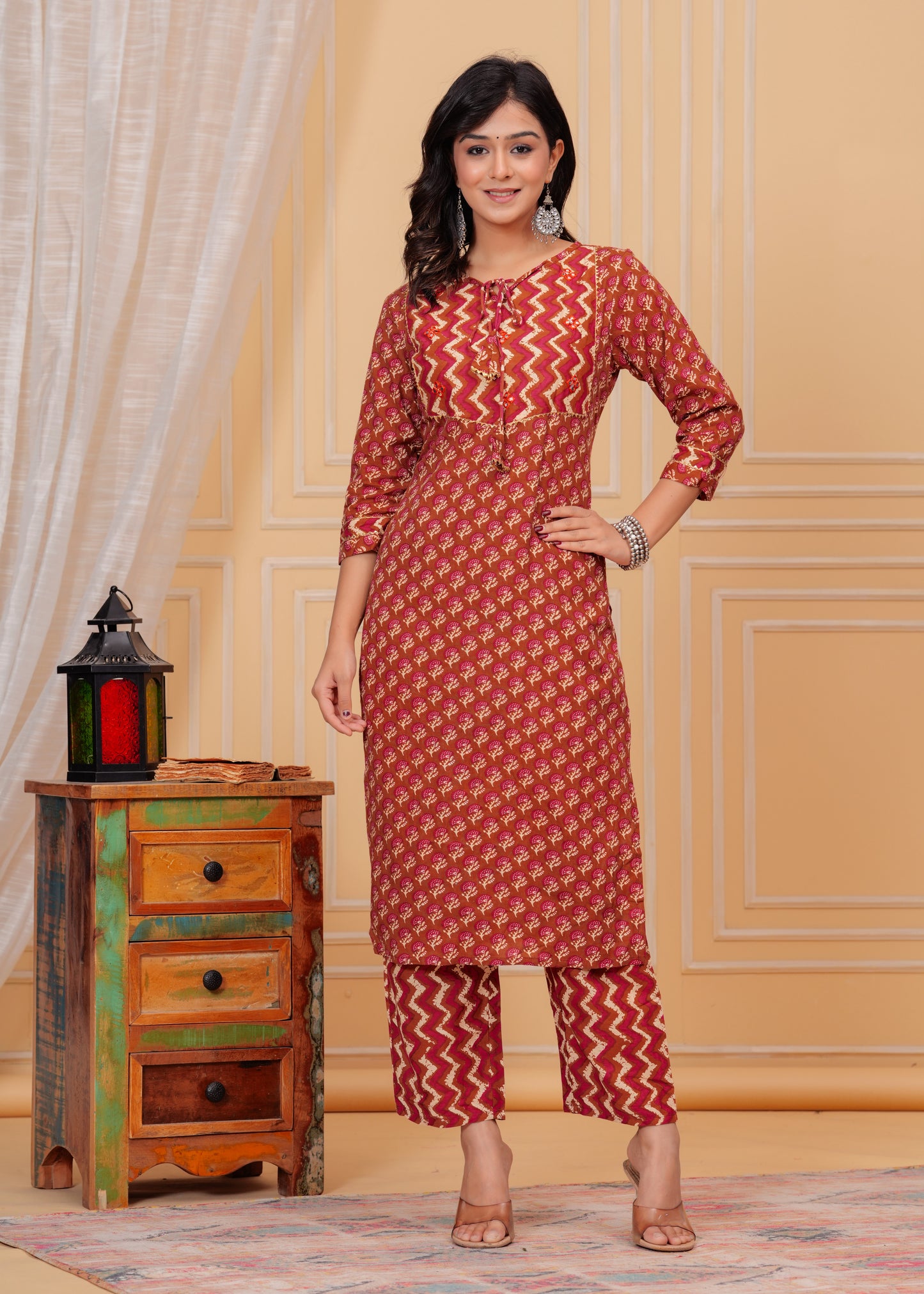 PoshArt's New Maroon Comfy Cotton Kurta Set With Dupatta