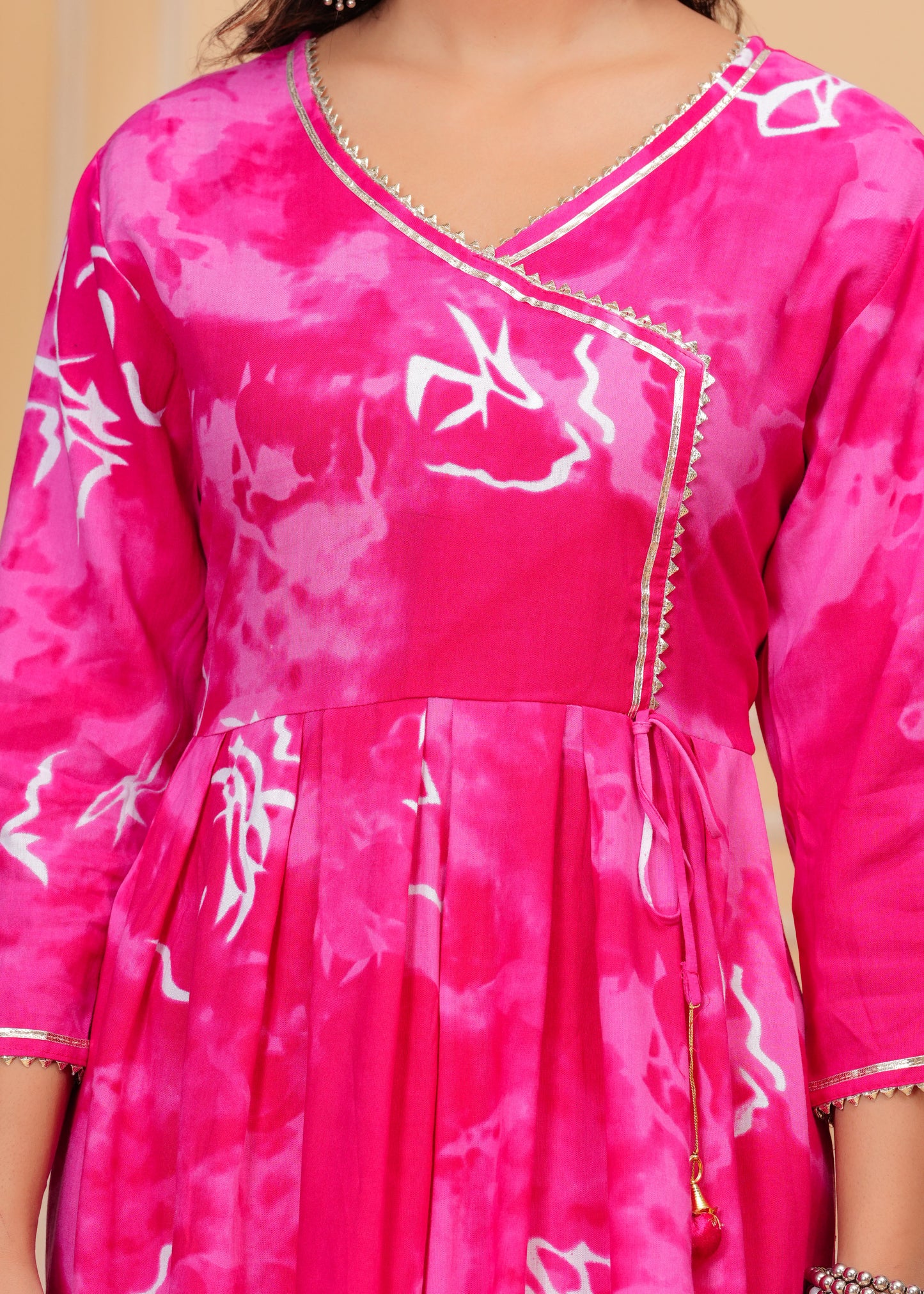 PoshArt Sweet Pink Printed Kurta Set